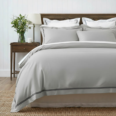 Strada Egyptian Cotton 1000 Thread count Quilt Cover Set Silver Charcoal