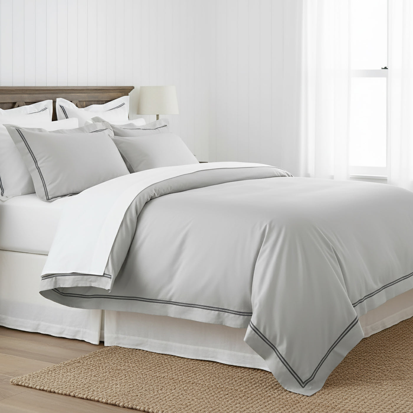 Strada Egyptian Cotton 1000 Thread count Quilt Cover Set Silver Charcoal