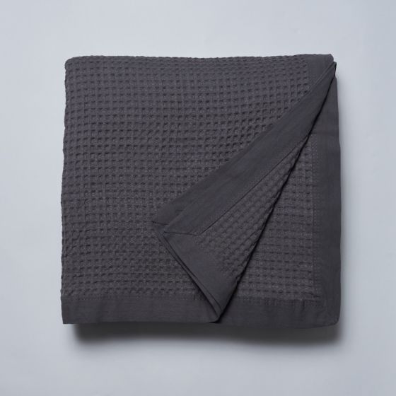 Logan and Mason Cotton Waffle Blanket Charcoal