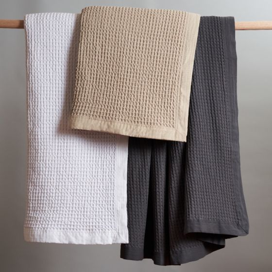 Logan and Mason Cotton Waffle Blanket Linen