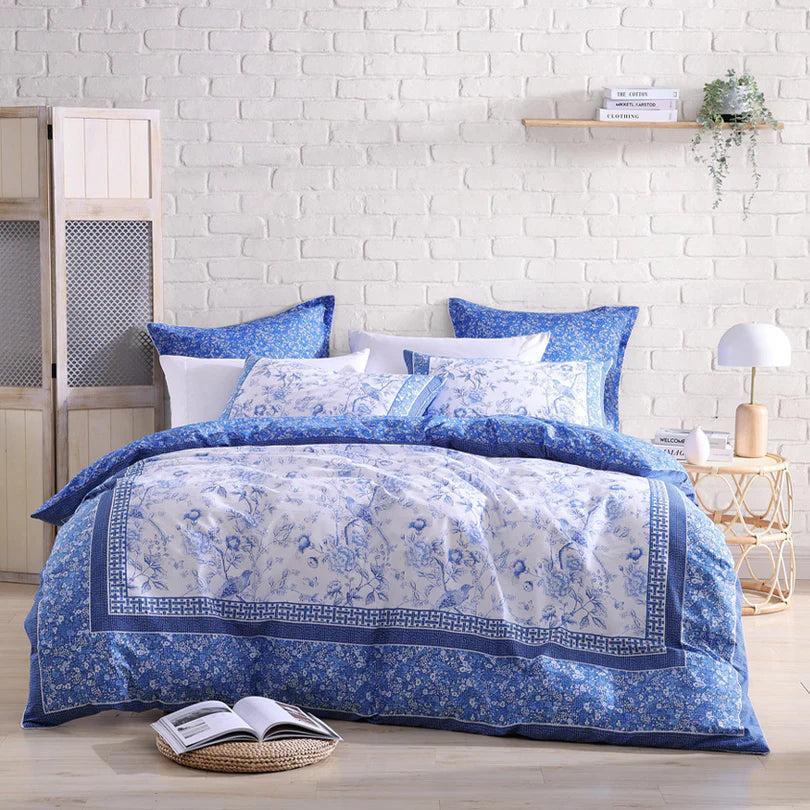 Logan and Mason Hiromi Blue Quilt Cover Set