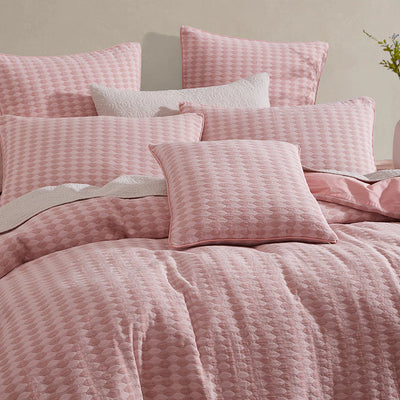 Logan and Mason Platinum Frankie Quilt Cover Set Blush