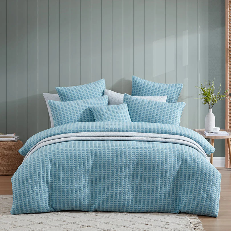 Logan and Mason Platinum Frankie Quilt Cover Set Turquoise