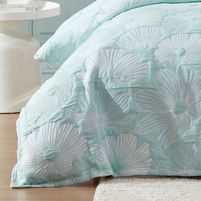 Logan and Mason Platinum Poppi Quilt Cover Set Aqua