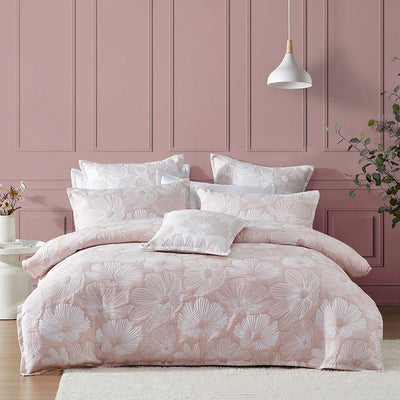 Logan and Mason Platinum Poppi Quilt Cover Set Rose