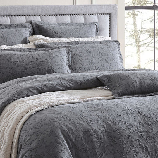 Private Collection Marbella Quilt Cover Set Charcoal