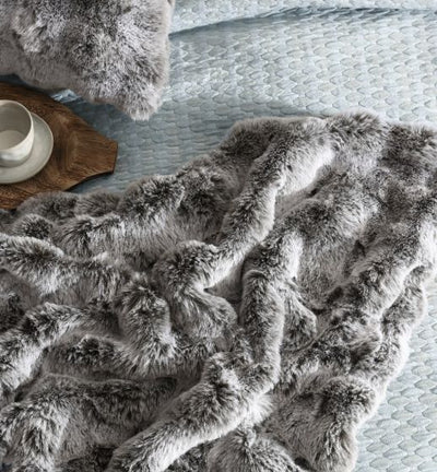 Logan and Mason Platinum Rabbit Fur Super Soft Throw Rug