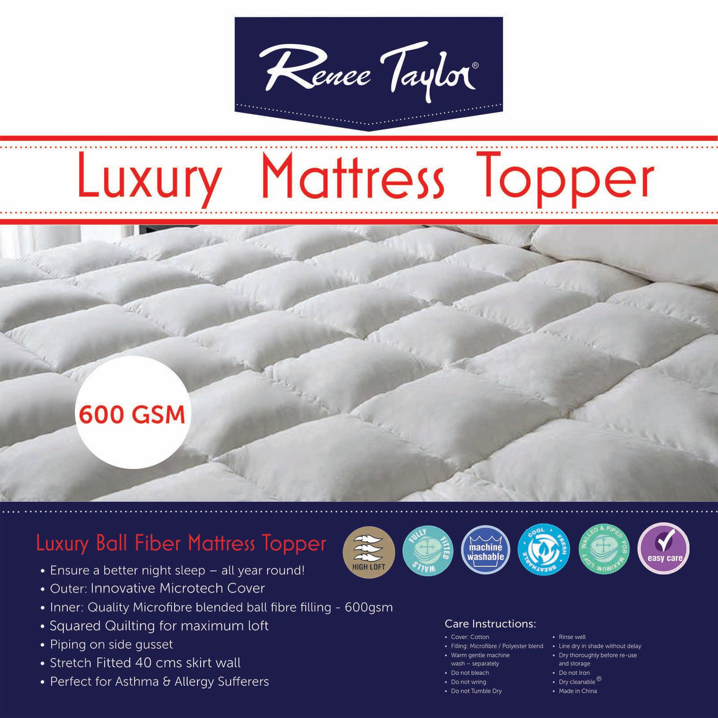 Mattress Topper With Soft Cover 600 GSM