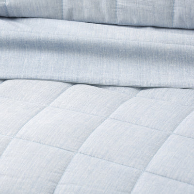Paradis Chambray Quilted Quilt Cover Sky