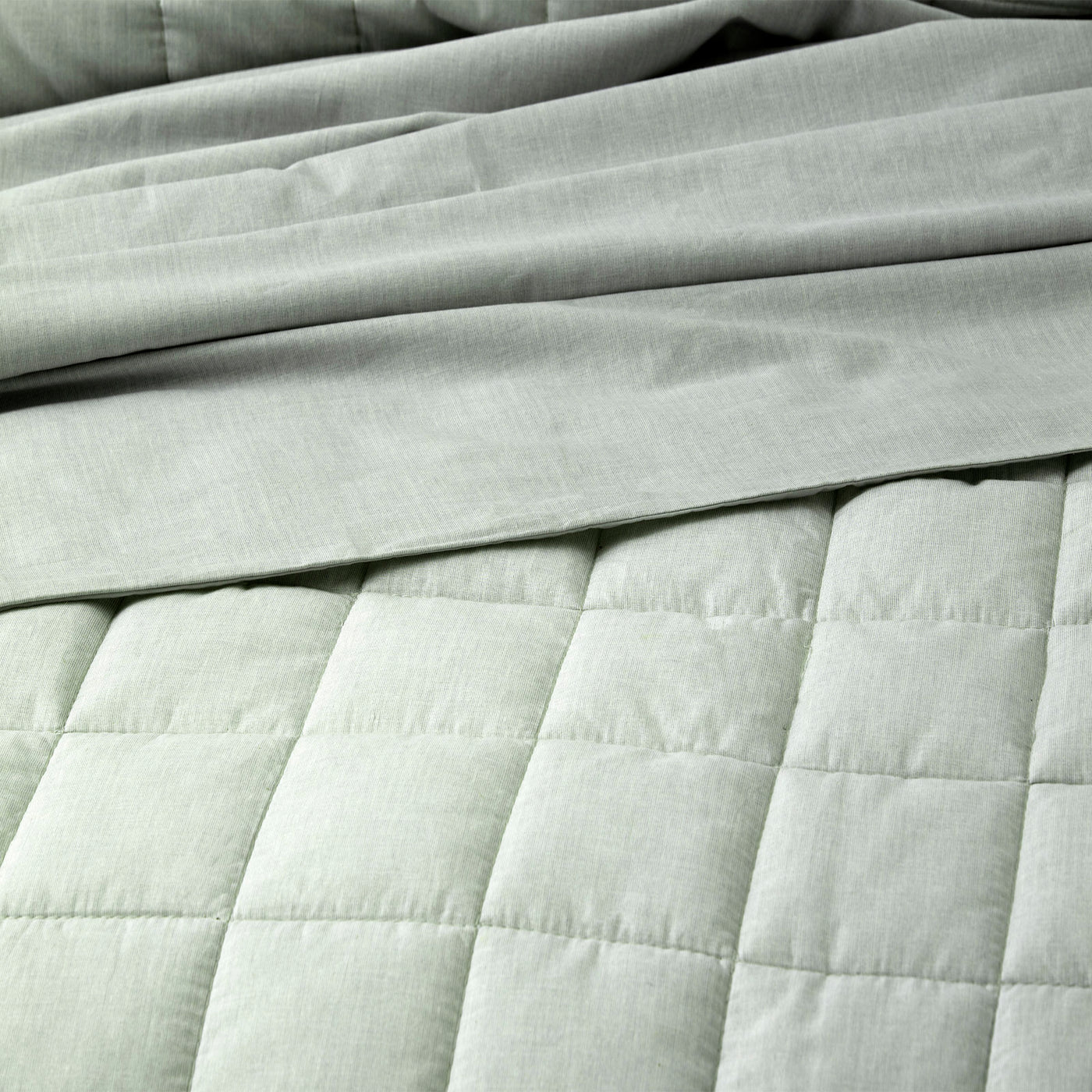Paradis Chambray Quilted Quilt Cover Sage