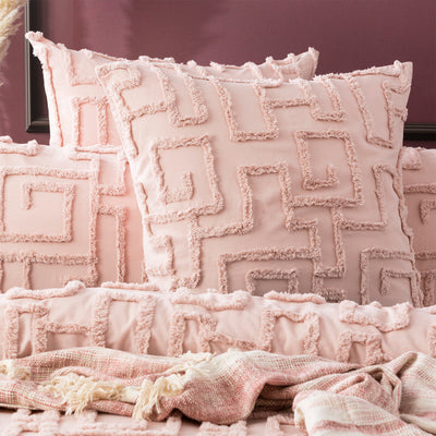 Riley Quilt Cover Tufted Cotton Chenille Set Blush