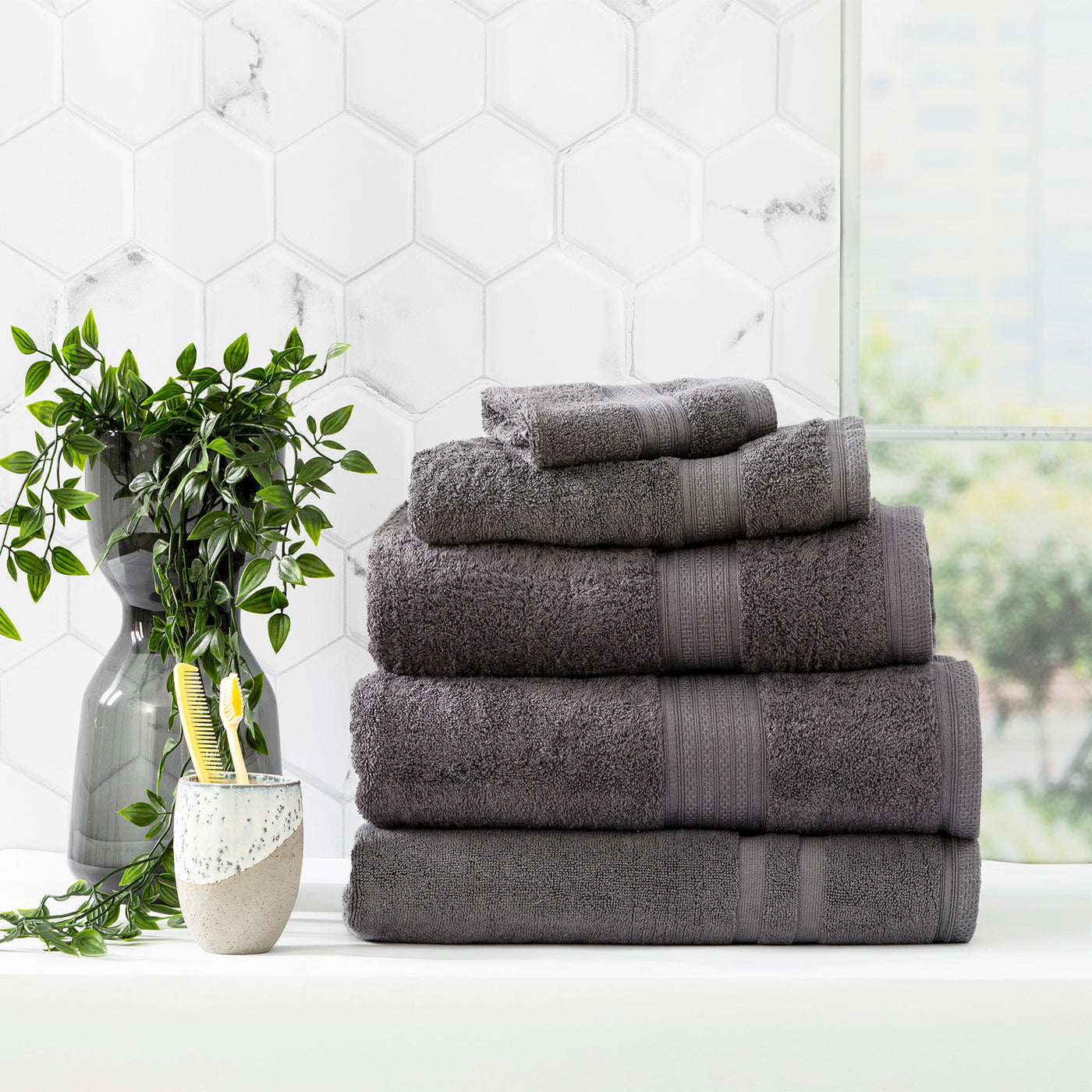Stella Bamboo Towels Set Charcoal