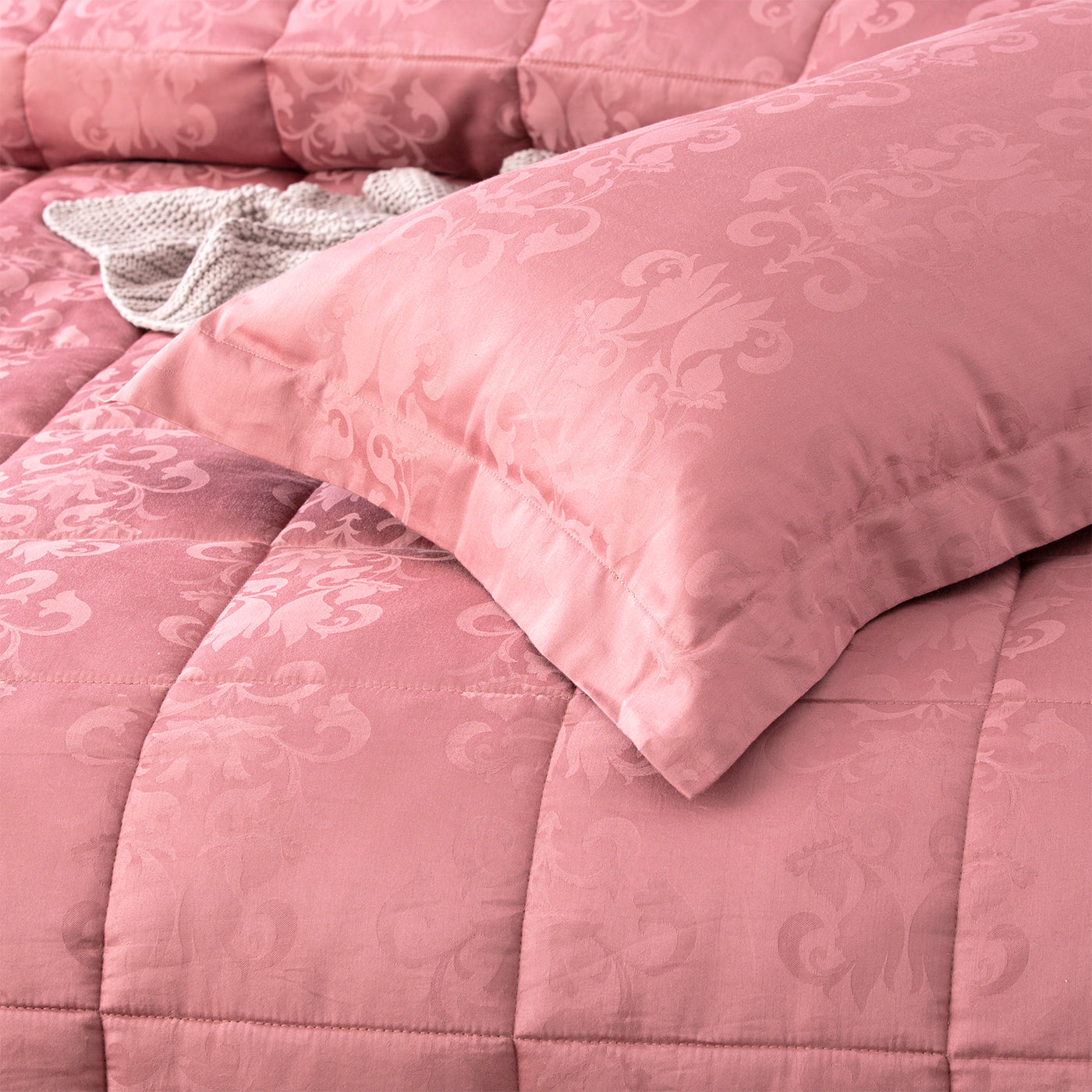 Paisley Comforter sets Cotton Jacquard Rose