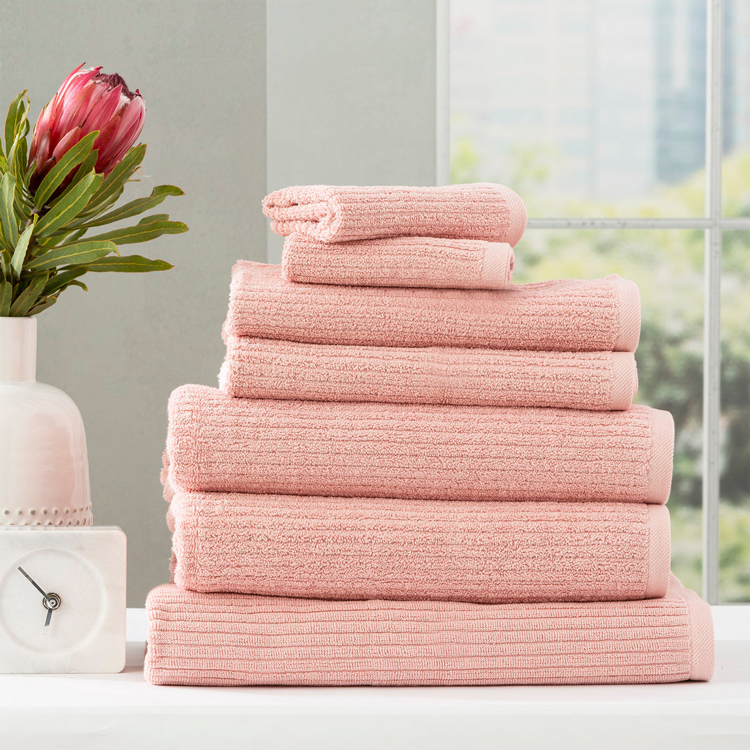 Ribbed Towels Cobblestone blush bath towels sets