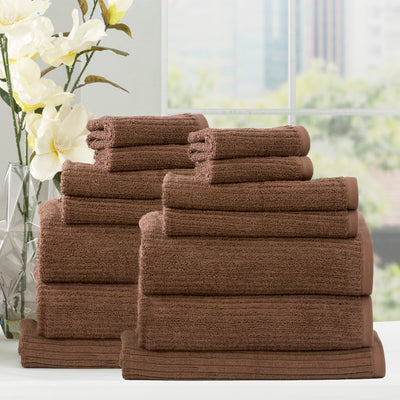 Cobblestone Ribbed Bath Towels Toffee