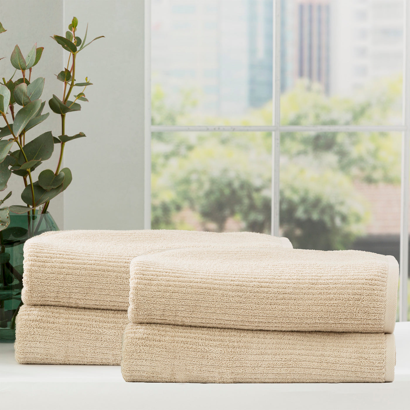 Cobblestone Ribbed Bath Towels  Stone