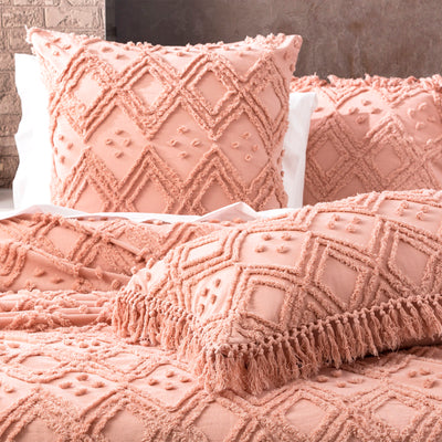 Bed Cover Medallion Tufted Cotton Blush