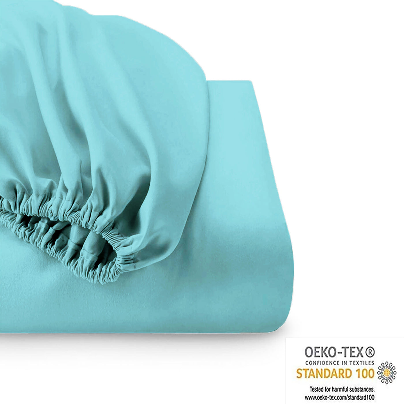 Cotton Natural 500 Thread Count Fitted sheet & pillowcase set Turquoise-No Flat Sheet
