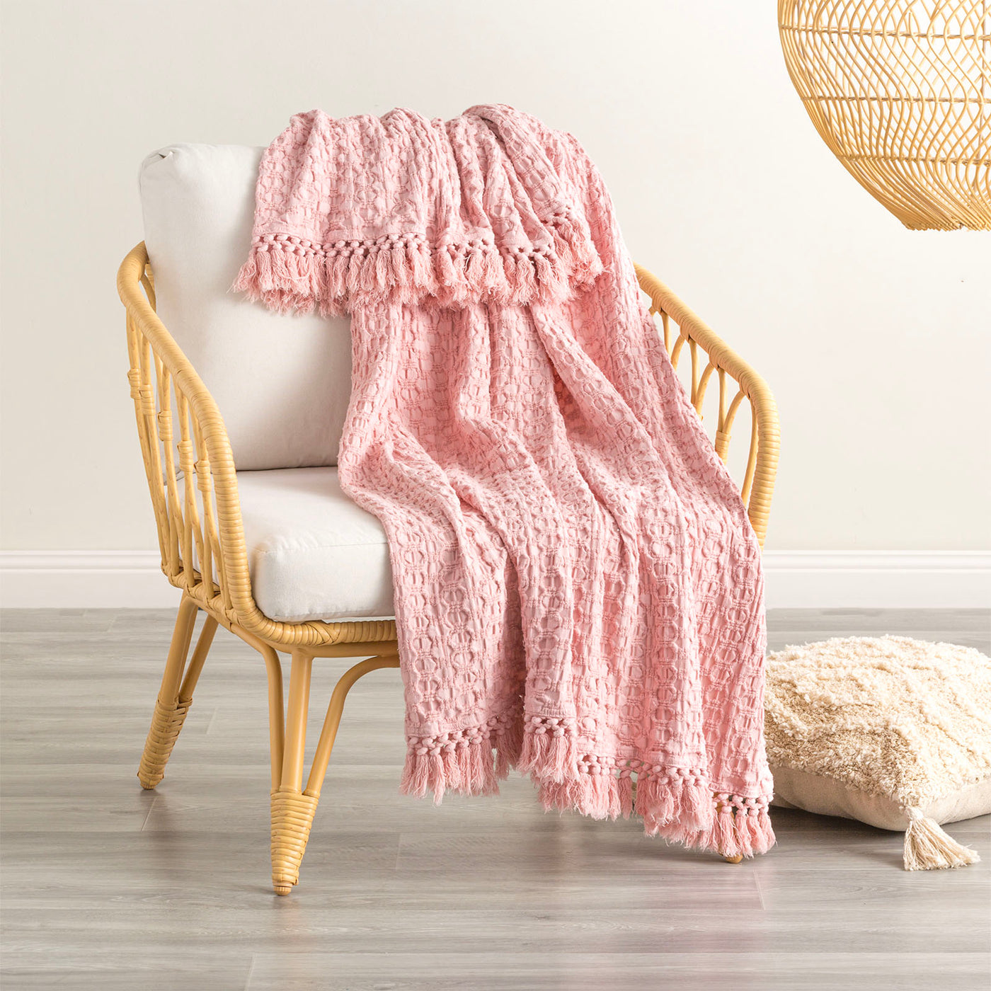 Alysian Pink Throw Cotton Textured