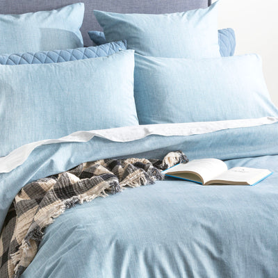 Chambray Cotton Quilt cover Set Aquatic