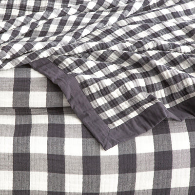 Blanket Washed Cotton Gingham Reversible Ash