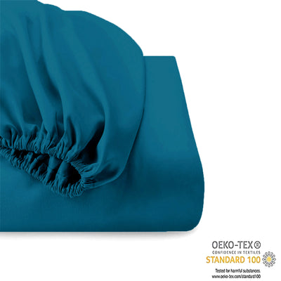 Cotton Natural 500 Thread Count Fitted sheet & pillowcase set Teal