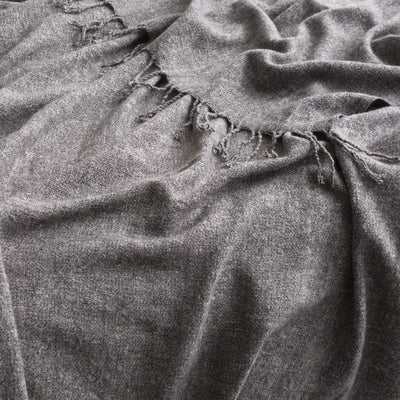 Grey Wool Throw Blanket - Cloud Linen Lygon Acrylic 127 x 152 cm